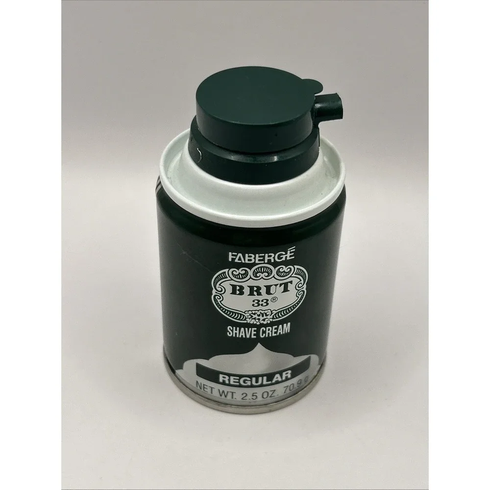 Fabergé Brut 33 Shave Cream Regular 2.5 oz Vintage Travel Size Grooming Can
